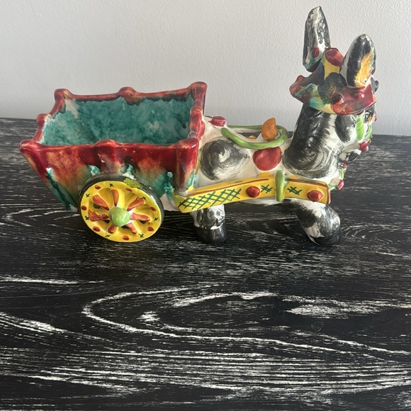 Vintage Italian donkey pulling cart flower planter. - Picture 3 of 10